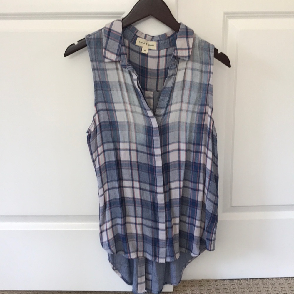 Cloth & Stone Anthropologie Sleeveless Plaid Top